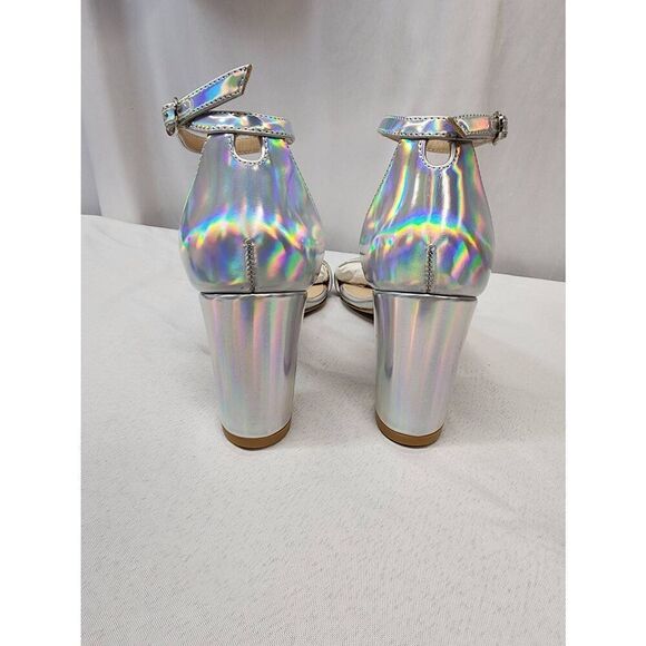 Stuart Weitzman Size 6 Nudist Block 75 Iridescent Ankle-Strap Sandals Block Heel - Picture 6 of 10